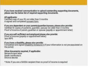 NSFAS supportive documents required