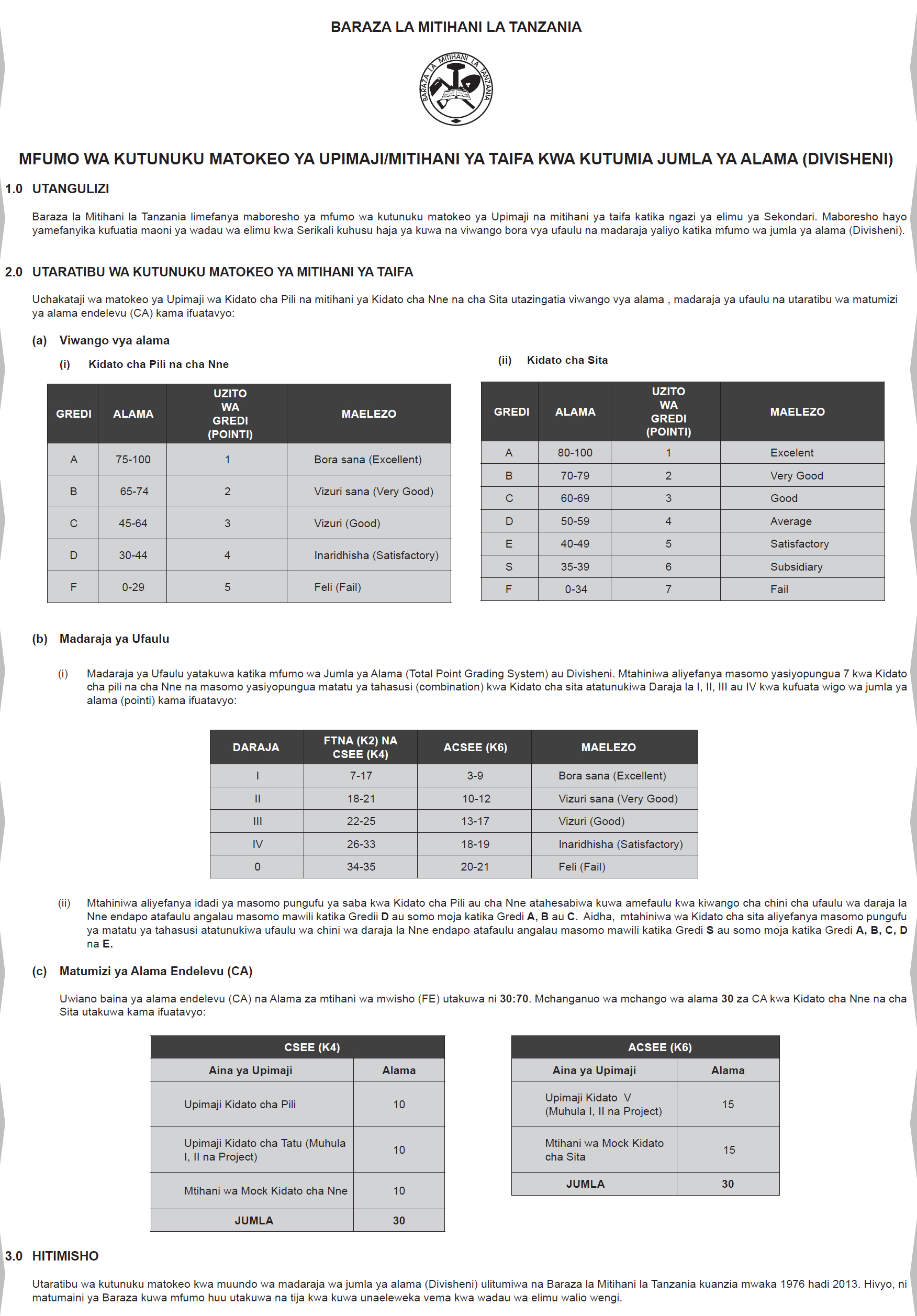 PDF File Form six Results 2023/2024 Matokeo ya kidato cha sita