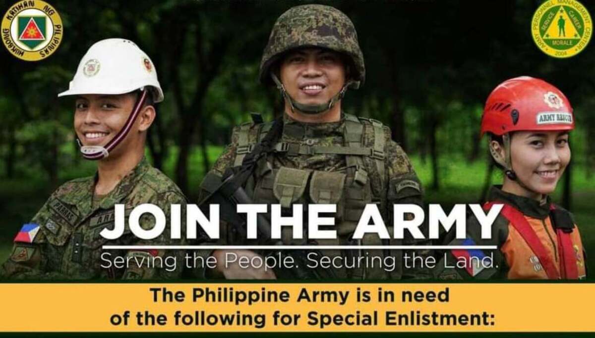Philippine Army Recruitment 2023/2024 & Application form, Requirements