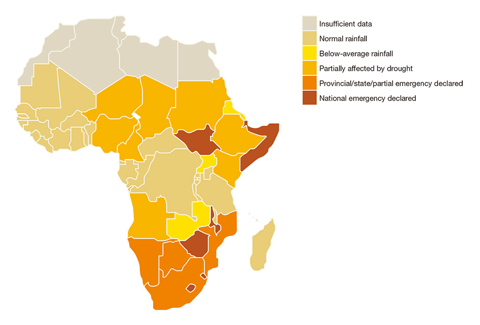 Figure 4Map of Africa Showing the Situation of the Drought in Affected Countries