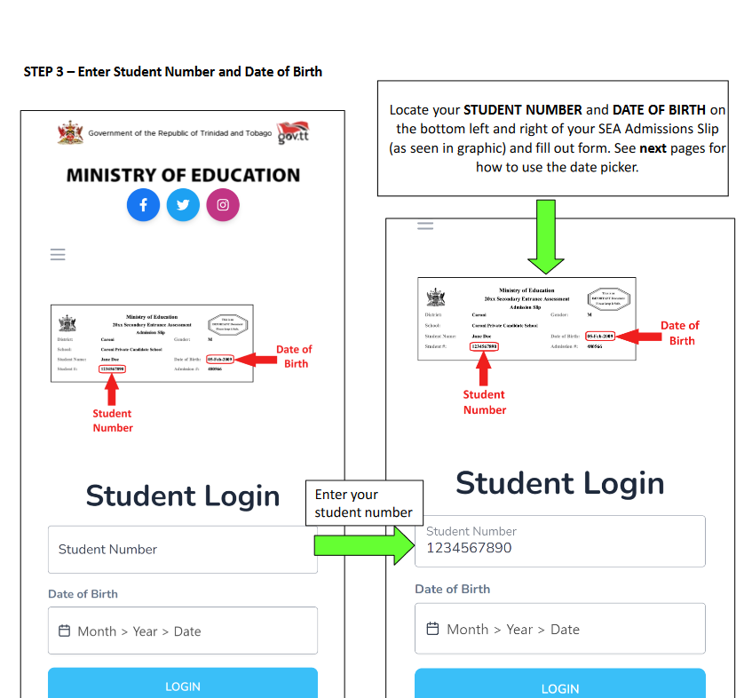 STEP 3 – Enter Student Number and Date of Birth