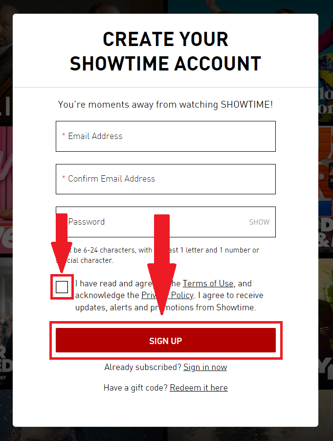 showtime login spotify