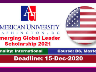 American University Global Leader Scholarship 2021 in United States (Fully Funded)