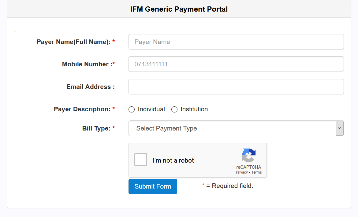 IFM Generic Payment Portal Institute of Finance management Control Number
