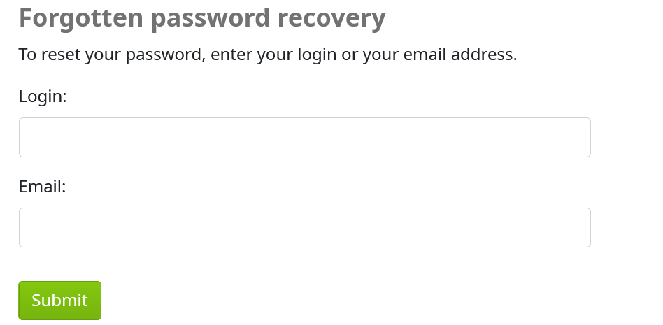 IRDP Forgotten password recovery