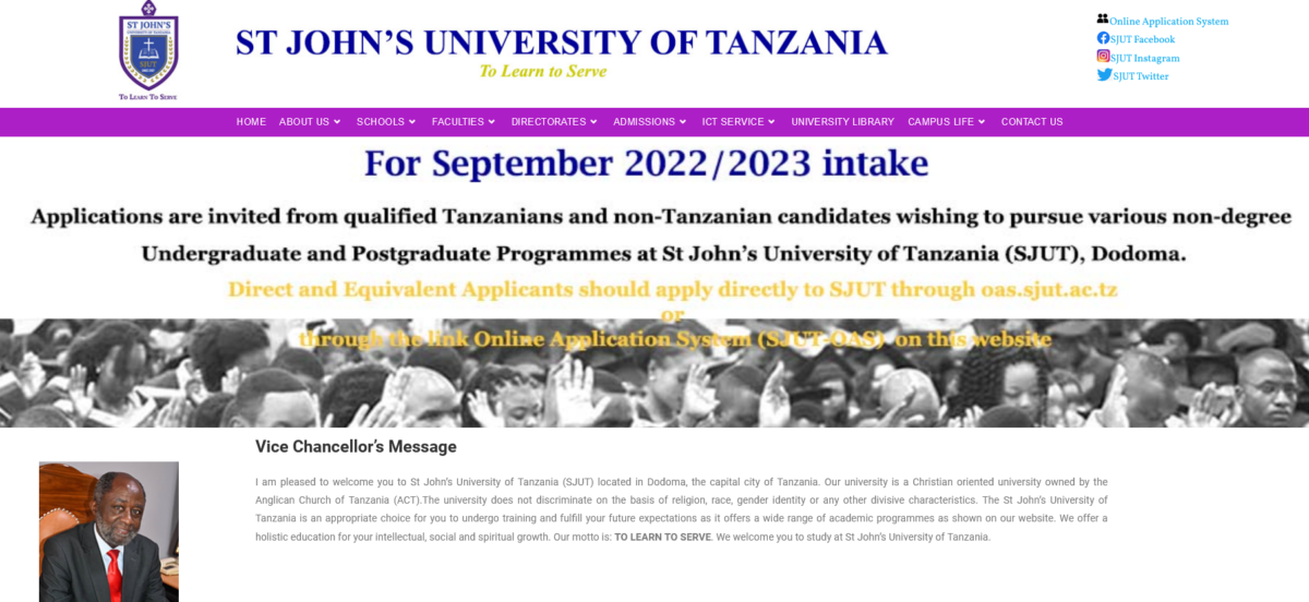 Majina ya Wanafunzi waliochaguliwa kujiunga na chuo cha St. John’s University of Tanzania SJUT 2022/2023