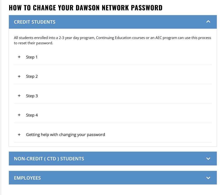 How to Change my Dawson Portal Network Password students and Employees