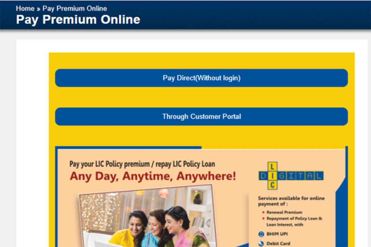 Life Insurance Corporation (LIC) premium online payment 