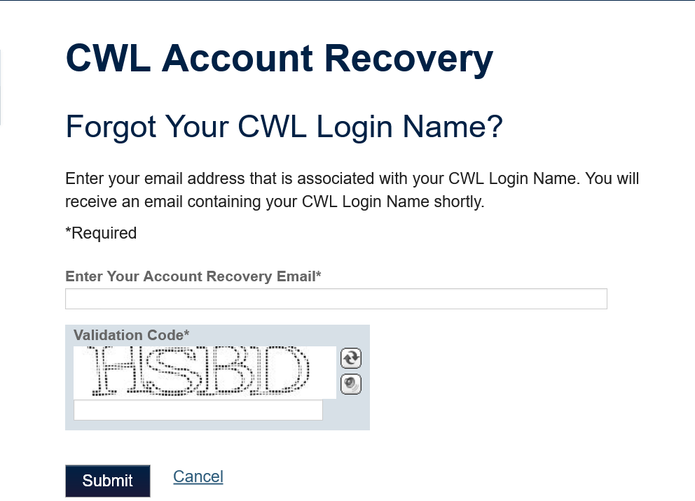 Forgot Your CWL Login Name?
