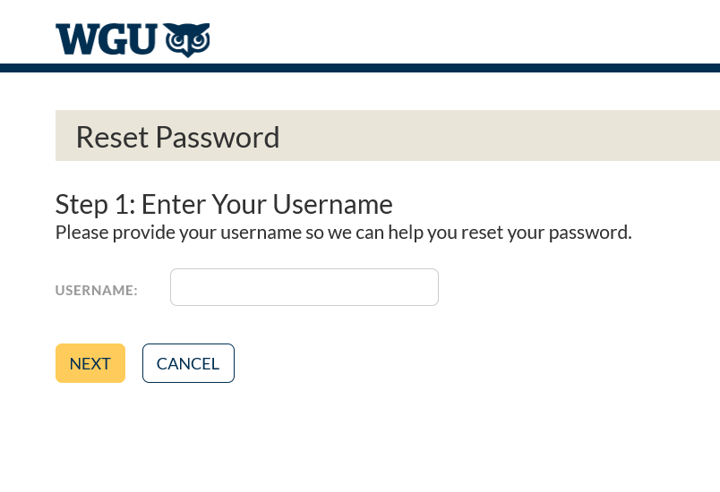WGU Reset Password