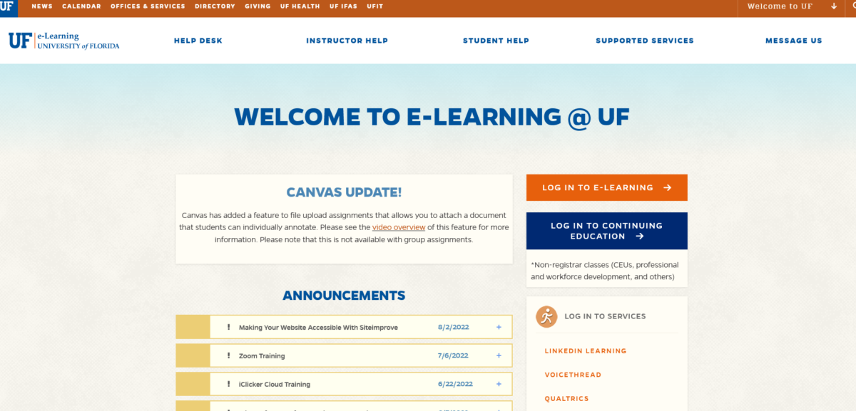 How to log into UF Canvas
