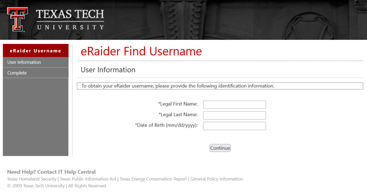 How to Reset eRaider TTU Raiderlink Username