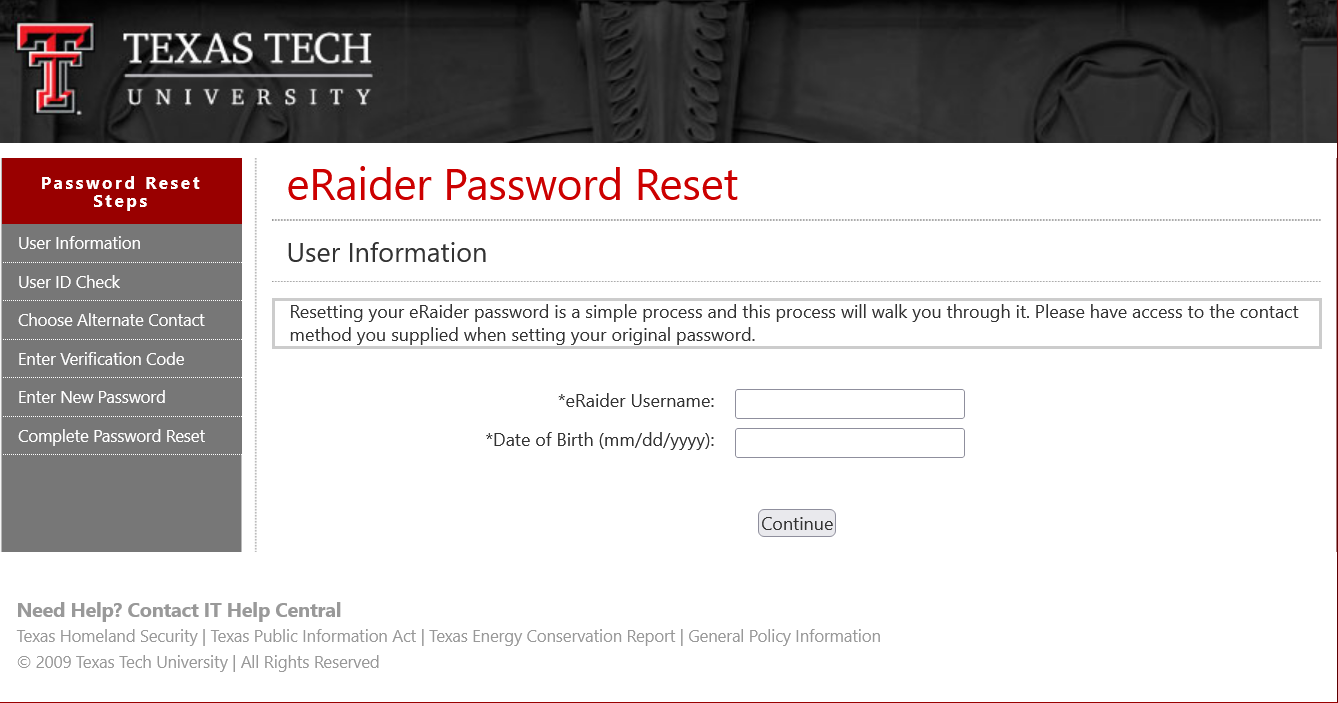 How to Reset eRaider TTU Raiderlink Password and Username