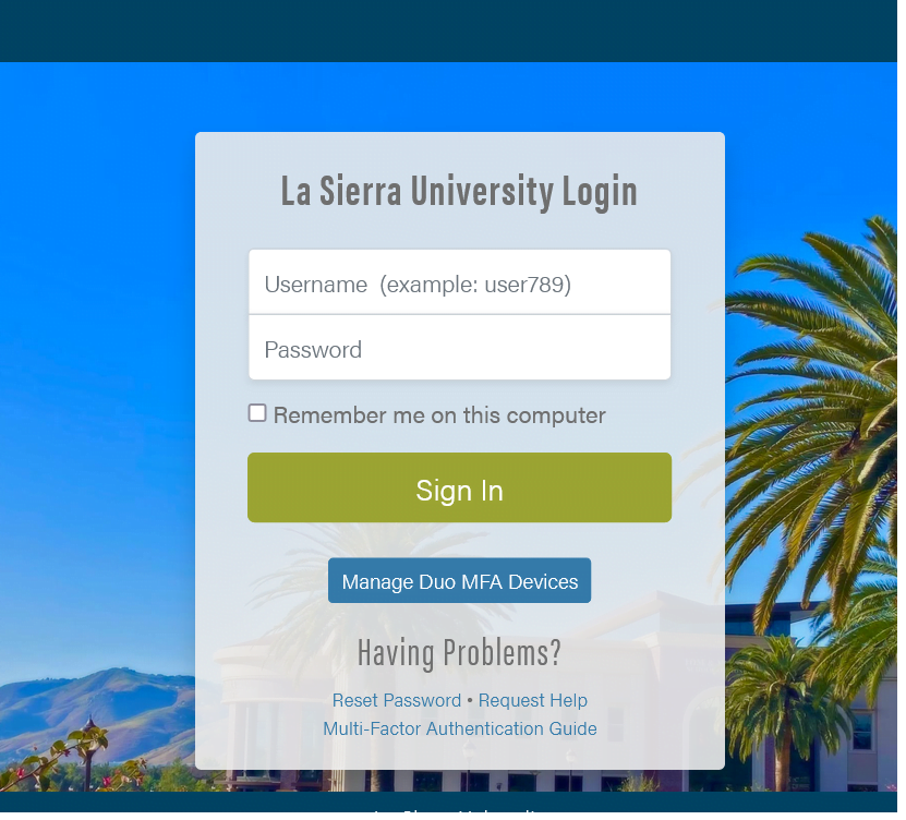 How to log into  La Sierra University