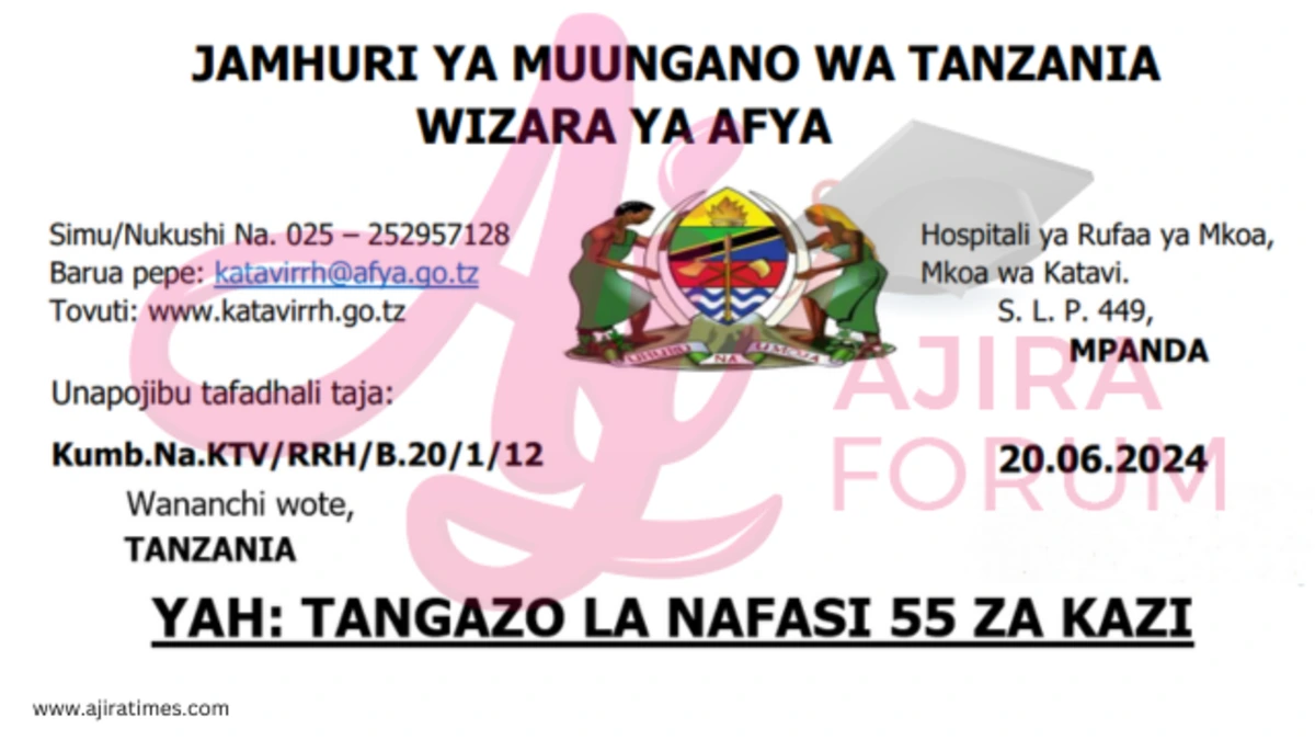 Job Vacancies Katavi Regional Hospital Tanzania June 2024