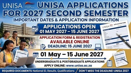 UNISA Application Dates for 2027 Second Semester – UNISA Application form UNISA Application Dates for 2027 Second Semester - UNISA Application form