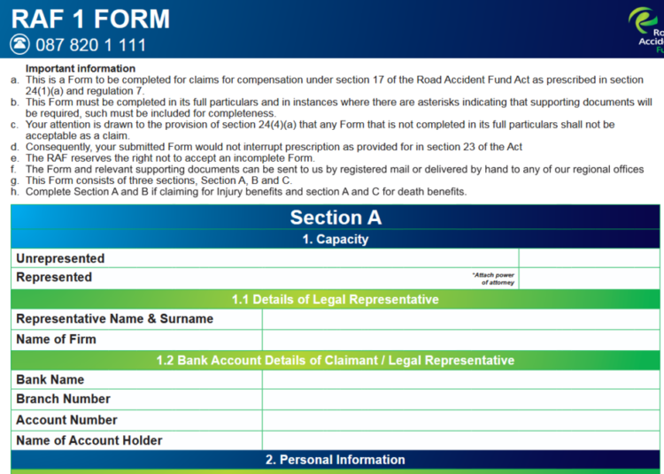 Road Accident Fund (RAF) 1 Form pdf download
