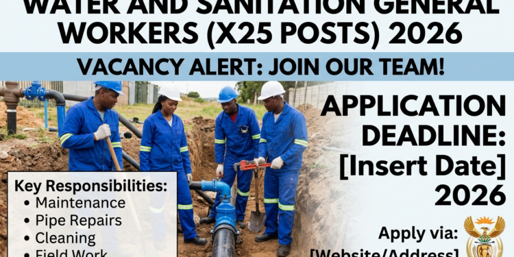 Water and Sanitation General Workers X25 Posts 2026: Apply Now for Latest Opportunities