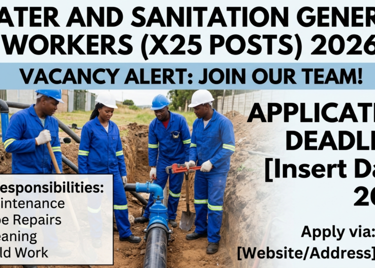 Water and Sanitation General Workers X25 Posts 2026: Apply Now for Latest Opportunities