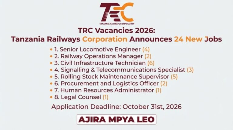 TRC Vacancies 2026: Tanzania Railways Corporation Announces 24 New Jobs